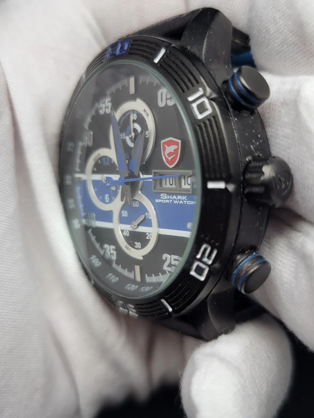 SHARK Sport Watch Black and Blue Chronograph - Japan Quartz Movement